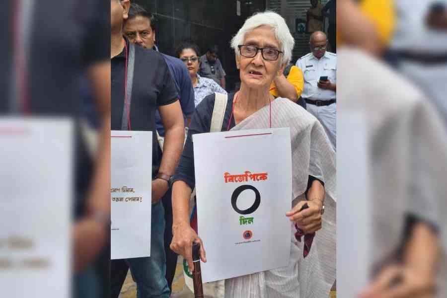 A participant in the rally on Saturday