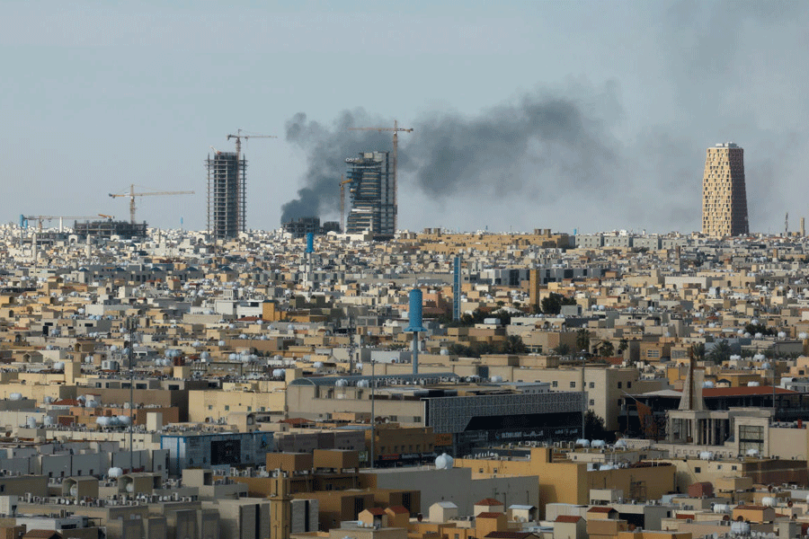 Smoke rises above the city, amid the U.S.-Israeli conflict with Iran, in Riyadh, Saudi Arabia, March 5, 2026.