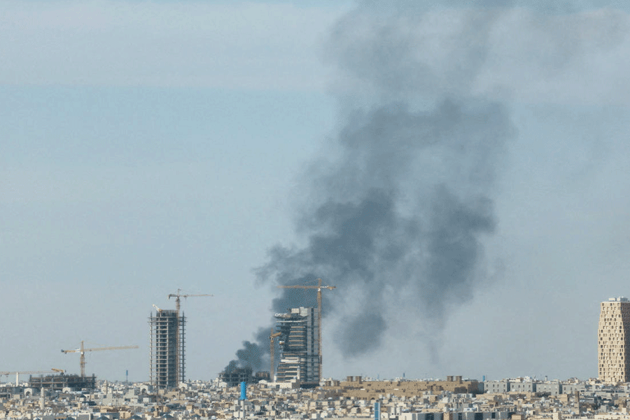 FILE PHOTO: Smoke rises above Riyadh, amid the U.S.-Israeli conflict with Iran, in Riyadh, Saudi Arabia, March 5, 2026.