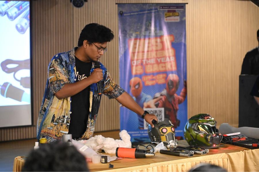 Souvik Mitra aka Bomba The Builder, the winner of the Fan Favourite Award at the Indian Championship of Cosplay 2025