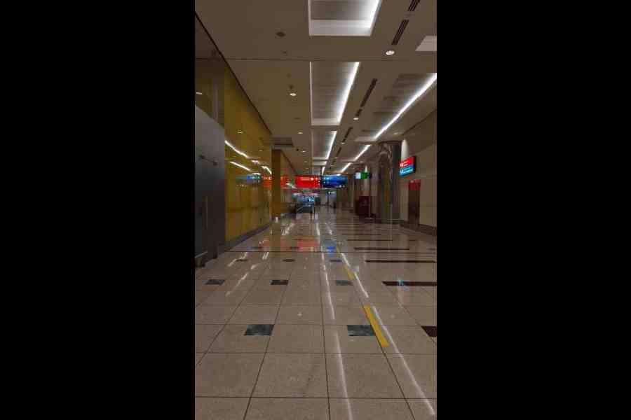 A deserted portion of Dubai airport on Sunday