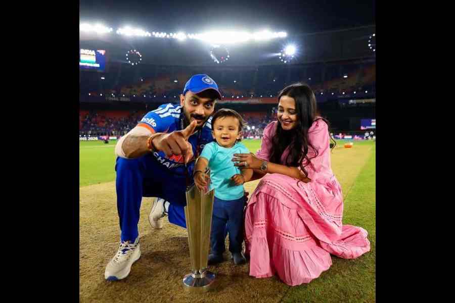 Axar Patel enjoys a moment with his family after the T20 World Cup final in Ahmedabad on Sunday, in a picture shared on Instagram 