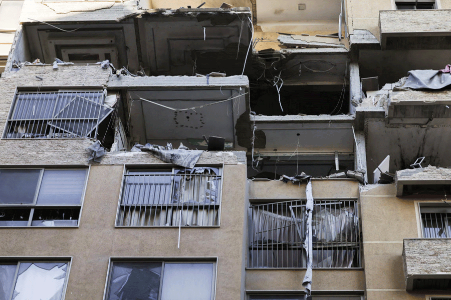 A damaged apartment building in the aftermath of an Israeli strike, in central Beirut, Lebanon, March 11, 2026, following an escalation between Hezbollah and Israel amid the U.S.-Israeli conflict with Iran.