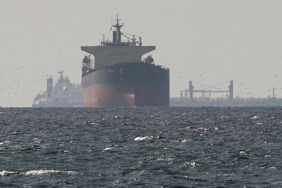 Tankers sail in the Gulf, near the Strait of Hormuz, as seen from northern Ras al-Khaimah, near the border with Oman’s Musandam governance, amid the U.S.-Israeli conflict with Iran, in United Arab Emirates, March 11, 2026.