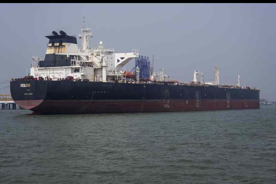 Liberia-flagged tanker Shenlong berths at Mumbai Port