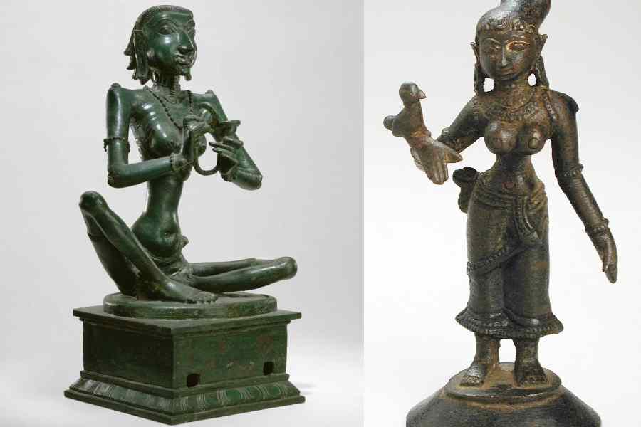 Karaikal Ammaiyar (left); The Bhakti saint, Andal