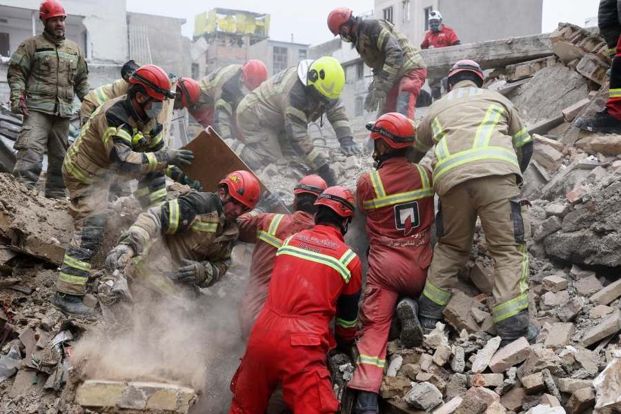 Iranian missiles fly towards Israel, as seen from Hebron