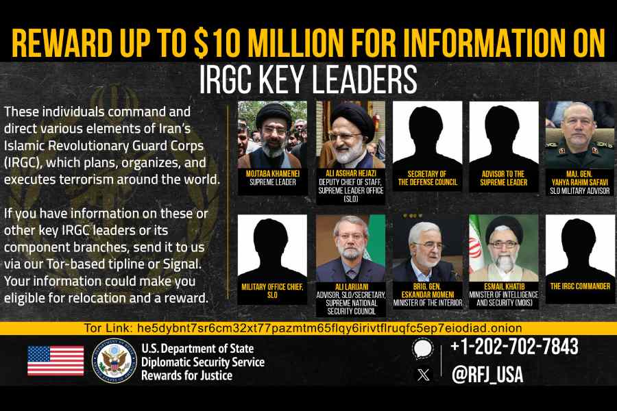 In addition to the supreme leader, the U.S. is seeking information about Iran's security chief Ali Larijani, Intelligence Minister Esmail Khatib, Interior Minister Eskandar Momeni and two officials in Khamenei's office.