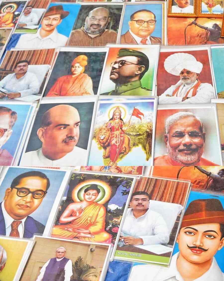 Supporters draped in saffron scarves also stopped to buy sketches of freedom fighters, political leaders, nationalist icons and religious figures at the rally venue ahead of Modi’s address