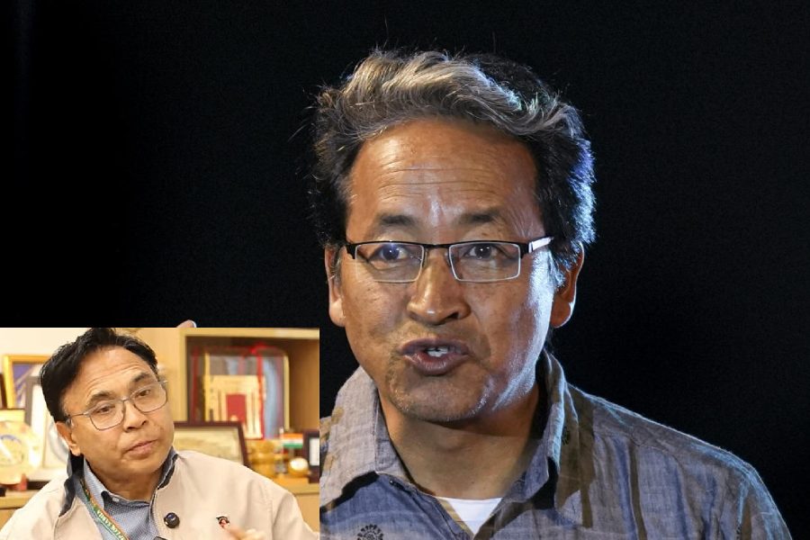 V.K. Saxena (left), Sonam Wangchuk