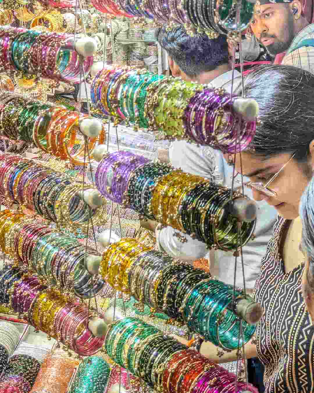Shops are flooded with a wide variety of colourful bangles. While some are made of glass, others are metallic. Cloth bangles are stealing the show