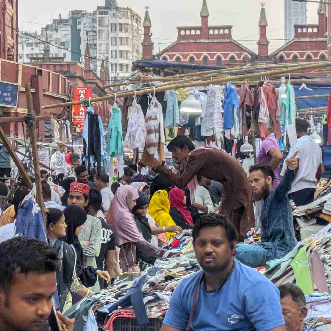 New Market bustling with shoppers on the Saturday before Eid