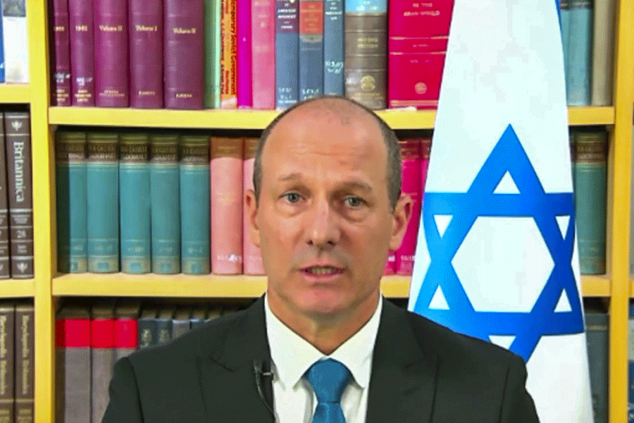 Israeli Ambassador to India Reuven Azar speaks during an interview with PTI over the ongoing Israel-Iran conflict, in New Delhi, Sunday, March 1, 2026.