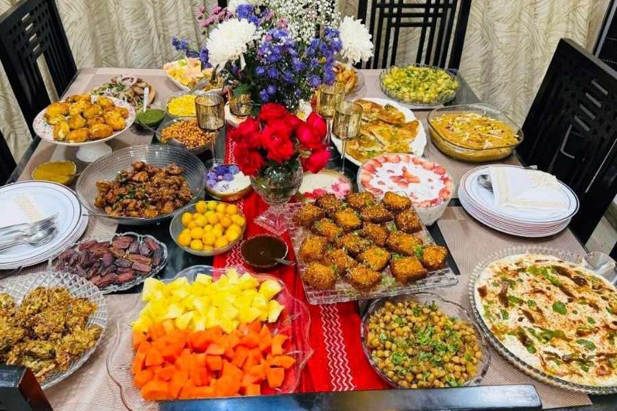 An iftar spread at a Kolkata home