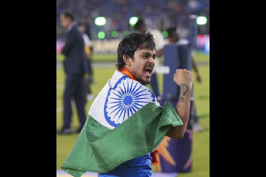 Ishan Kishan following India’s T20 World Cup triumphin Ahmedabad earlier this month. (PTI)