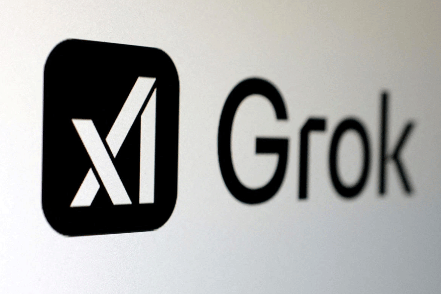 Illustration shows xAI and Grok logos