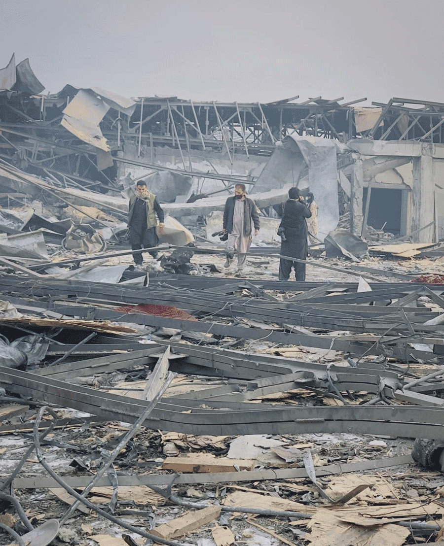 Aftermath of an air strike in Kabul