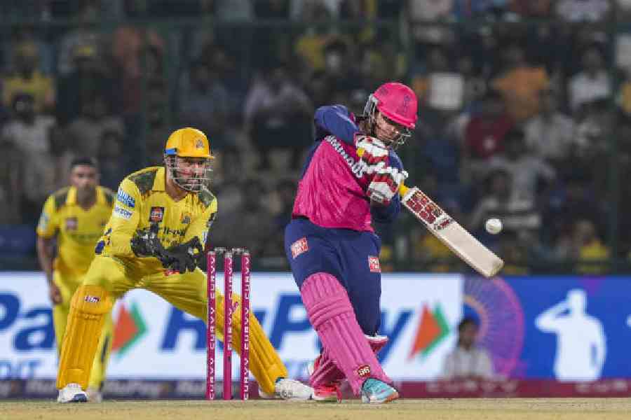 Vaibhav Sooryavanshi during his debut stint with Rajasthan Royals in the IPL last season. (PTI)