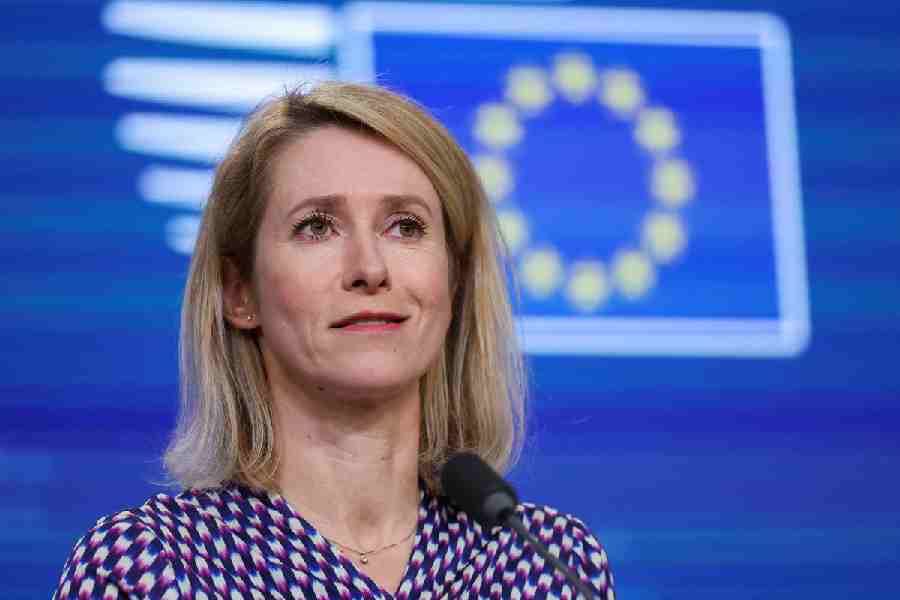 EU High Representative for Foreign Affairs and Security Policy, Kaja Kallas speaks during a closing press conference at a European Union Energy and Foreign Affairs ministers meeting in Brussels, Belgium, March 16, 2026.