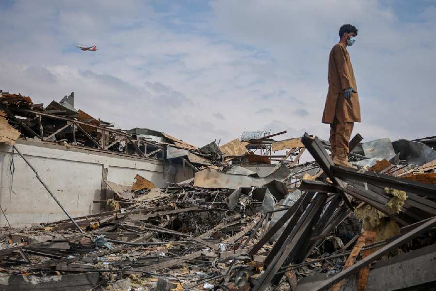 Aftermath of an air strike in Kabul