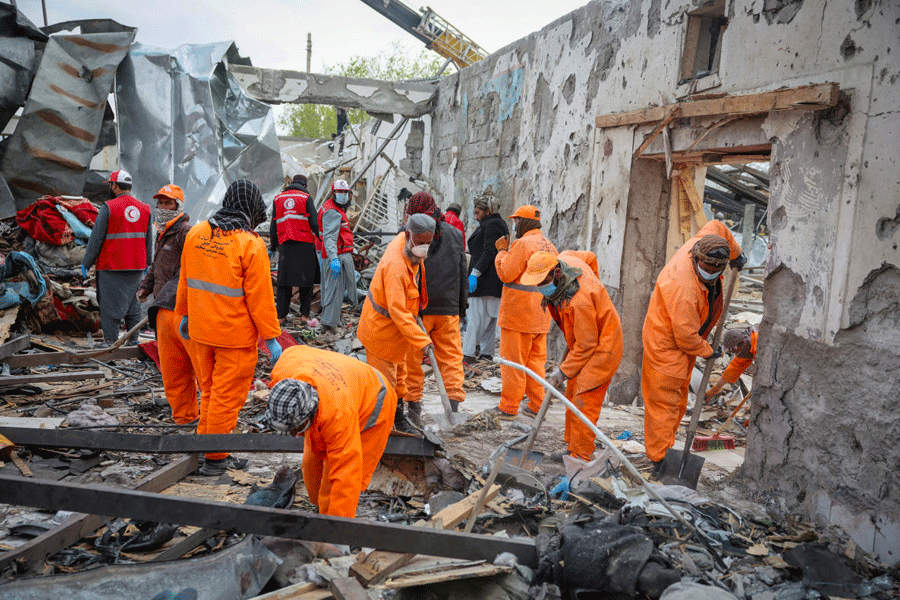 Aftermath of an air strike in Kabul