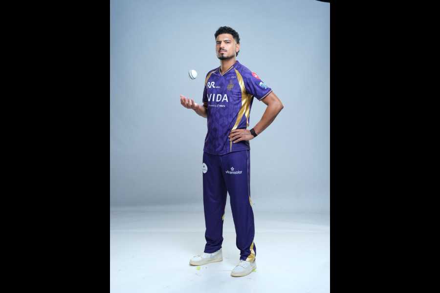 Vaibhav Arora poses during KKR training ahead of IPL 2026