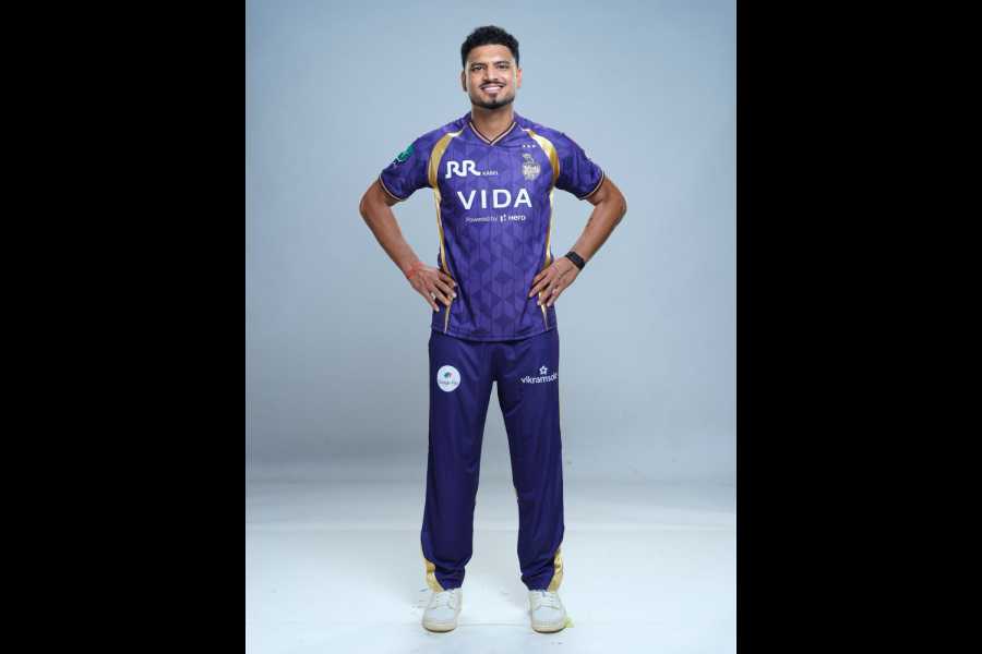 Vaibhav Arora poses during KKR training ahead of IPL 2026