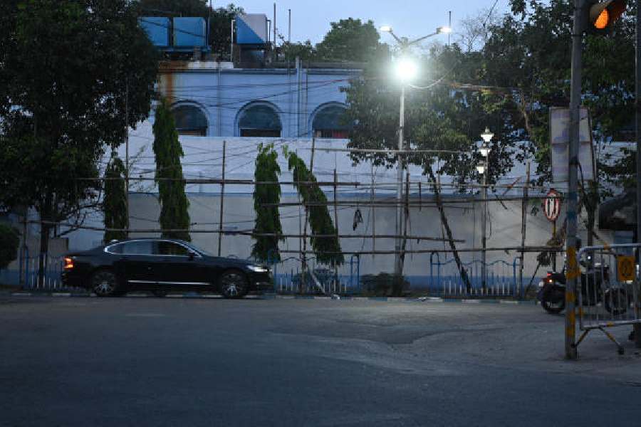 A whitewashed wall near National Library on Tuesday.