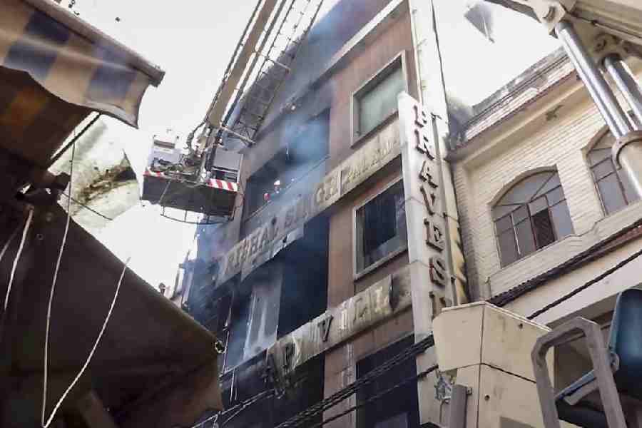 Fire broke out in a residential building near Palam Metro station, in New Delhi.