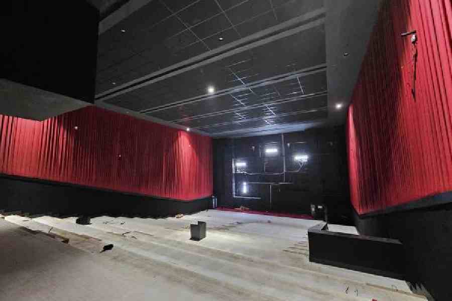 An empty theatre at the PVR Inox multiplex in Downtown Mall in Action Area III with the seats and the screen removed. Pictures by Sudeshna Banerjee