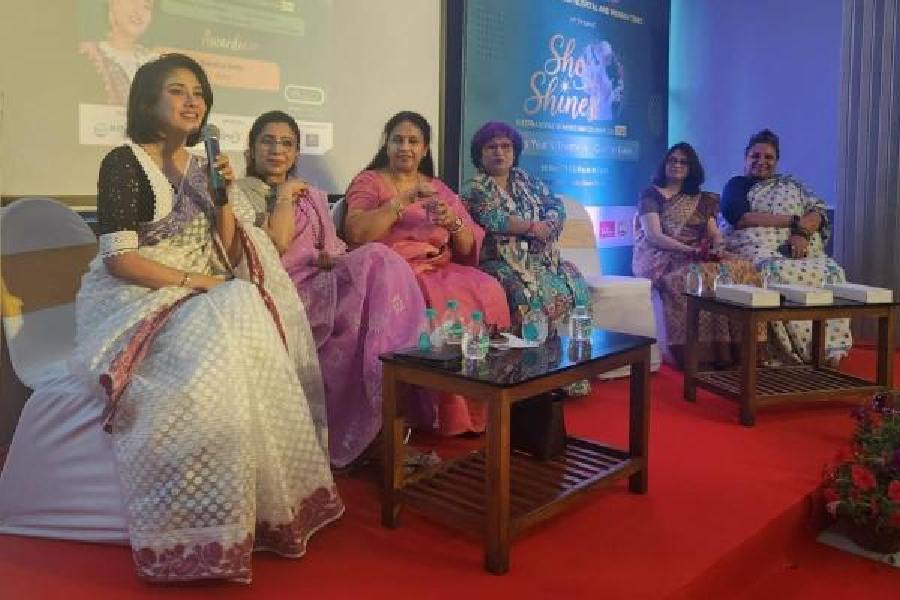 Actress Debleena Dutt speaks at the panel discussion at Techno India Dama Hospital.