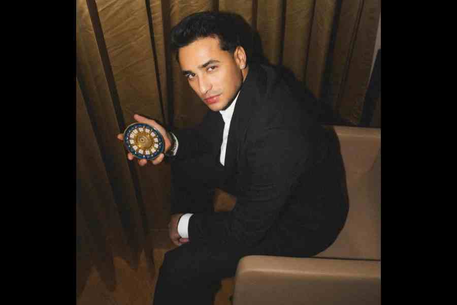 Abhishek Sharma after the BCCI’s Naman Awards on Sunday, in a picture shared on X 