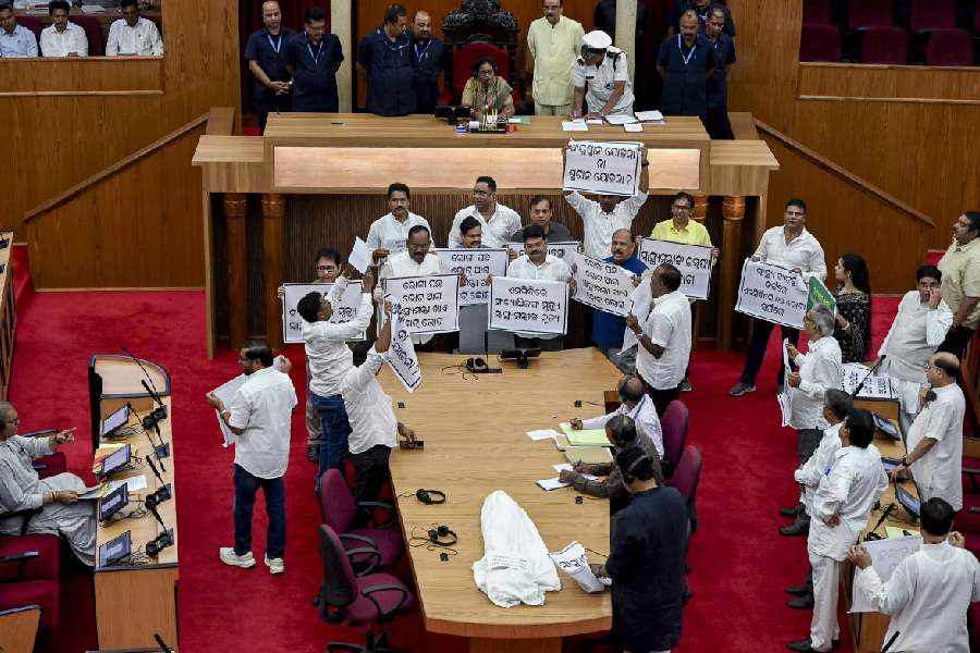 BJD MLAs stage a protest