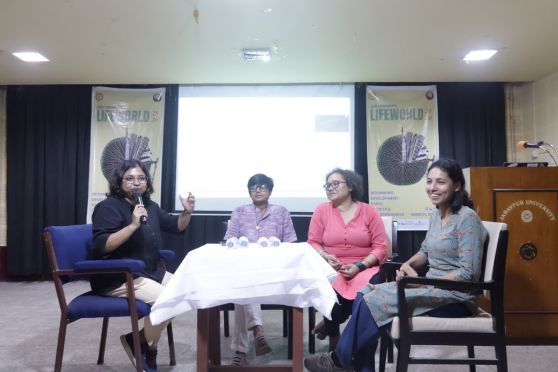 The conclave commenced with an engaging Opening Ceremony, setting the tone for two days of critical discussions. The first Dialogue Deck panel, “Rethinking Development at Large: Critical Perspectives on Normative Paradigms, Ideological Constructs, and Structures of Power – When Does Questioning Become Threatening?”, chaired by Kamalika Banerjee, featured Dr. Supurna Banerjee, Tinku Khanna, Dr. Niloshree Bhattacharya, and Dr. Subhojit Naskar, who shared critical insights into labour, migration, caste, gender, activism, and the role of the state in shaping development discourse.