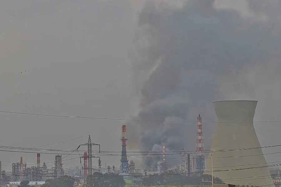 CCTV footage shows smoke rising from Haifa oil refinery after Iranian strike in Israel