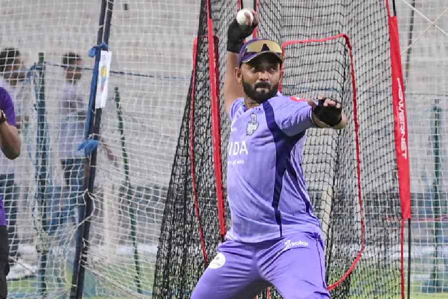 Captain Ajinkya Rahane at the Eden, ahead of Kolkata Knight Riders’ IPL 2026 campaign.