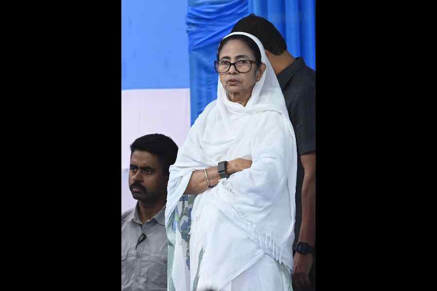 Mamata Banerjee at the Eid event on Red Road on Saturday.