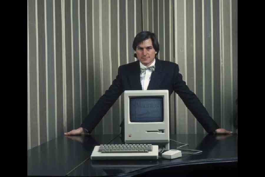 Steve Jobs with a Macintosh computer in 1984, the year Macintosh was launched. Picture: Apple