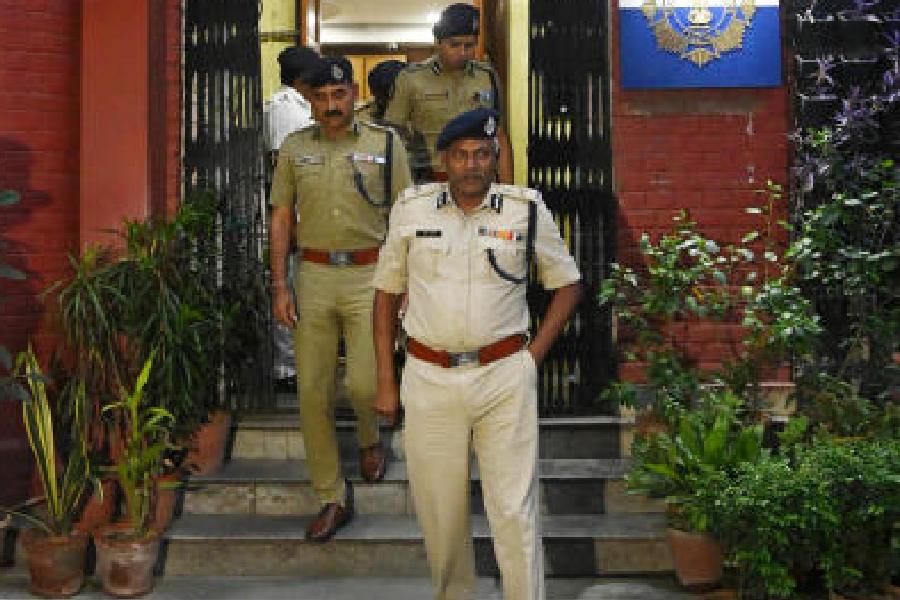Kolkata Police commissioner Ajay Nand at Hare Street police station on Sunday afternoon.