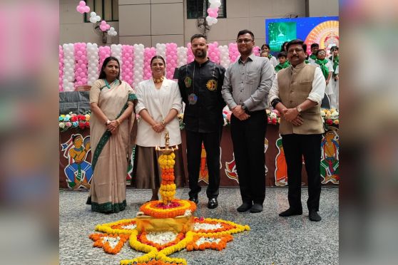 (L to R): Mrs. Tilottama Mallik (Principal of DPS Megacity), with Shikha Dutt (Parent Influencer), Dr. Rouble Tuli (Parent Influencer), Mr. Harshit Chokhani (Group Chief Operating Officer, DPS Megacity), and Mr. Amitabh Mohan (Psychologist, MD HLS India, Mentor at DPS Megacity)