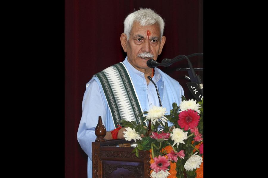 Jammu and Kashmir LG Manoj Sinha addresses the handing-over ceremony of appointment orders under SRO 43 (Victims of Terror) and Rehabilitation Assistance Scheme (RAS), in Jammu, Monday, March 23, 2026.
