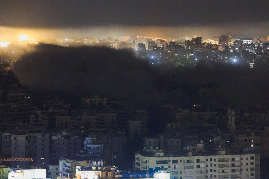 Smoke rises from Beirut's southern suburbs following an Israeli strike, after an escalation between Hezbollah and Israel, amid the U.S.-Israeli conflict with Iran, Lebanon, March 24, 2026.
