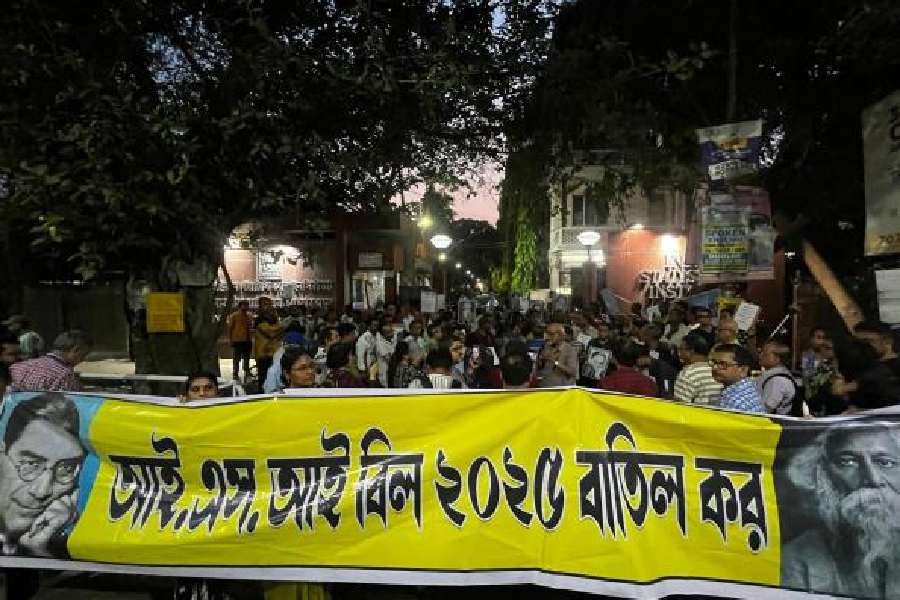 ISI scholars protest at the vigil last week