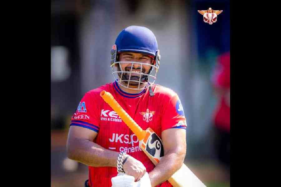 Captain Rishabh Pant is all smiles at practice. Picture courtesy LSG