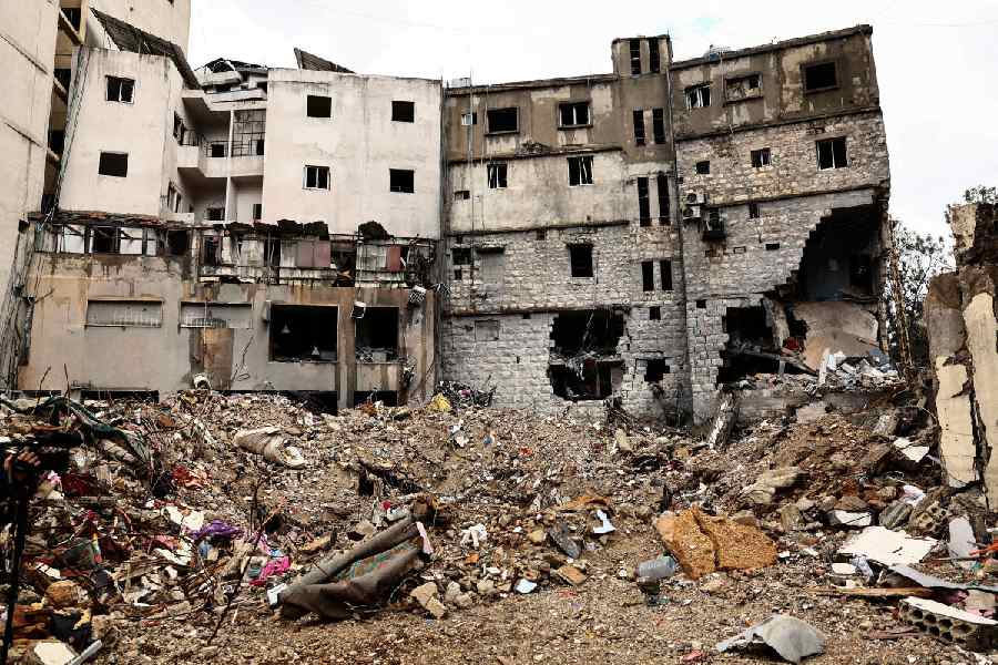 Rubble lies at a site damaged in an Israeli strike, amid escalating hostilities between Israel and Hezbollah, as the U.S.-Israeli conflict with Iran continues, in Nabatieh, Lebanon, March 25, 2026.