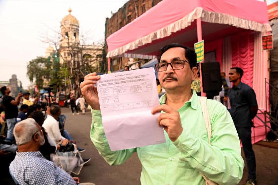 Hasir Mallick at an SIR protest on Wednesday.