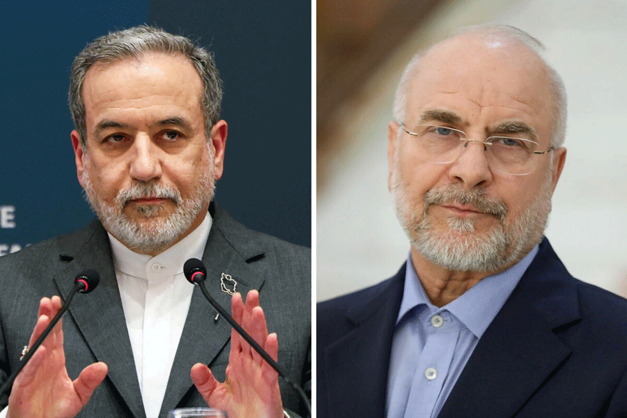 Iranian foreign minister Abbas Araqchi and parliamentary speaker Mohammad Baqer Qalibaf