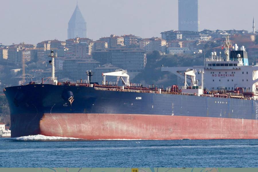 Altura, a Turkish-owned crude oil tanker, transits the Bosphorus in Istanbul, Turkey, March 16, 2026.