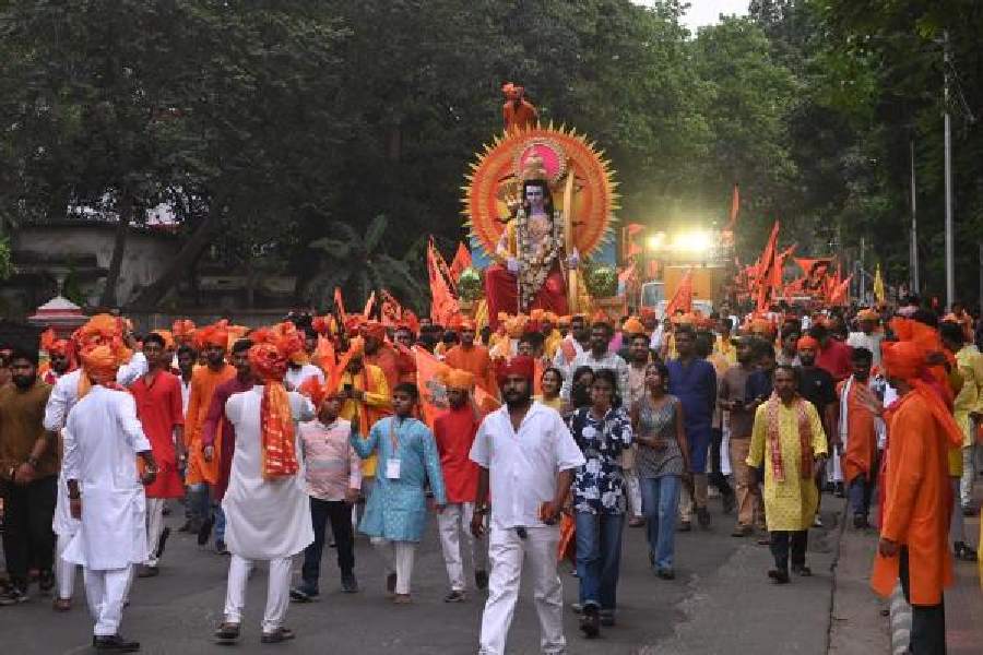 A Ram Navami rally in Hastings on Thursday evening