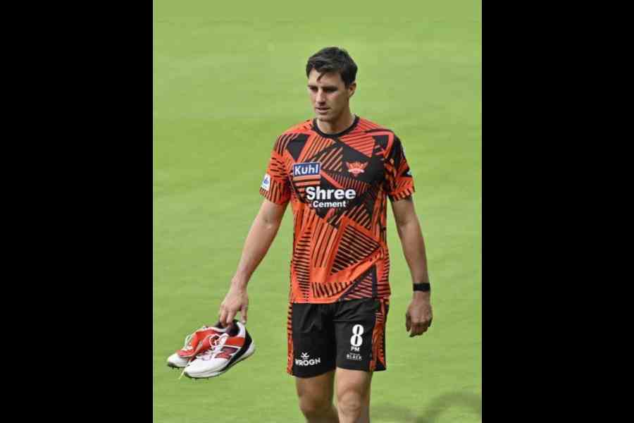 Pat Cummins at SRH’s training session, in a picture shared on Instagram 